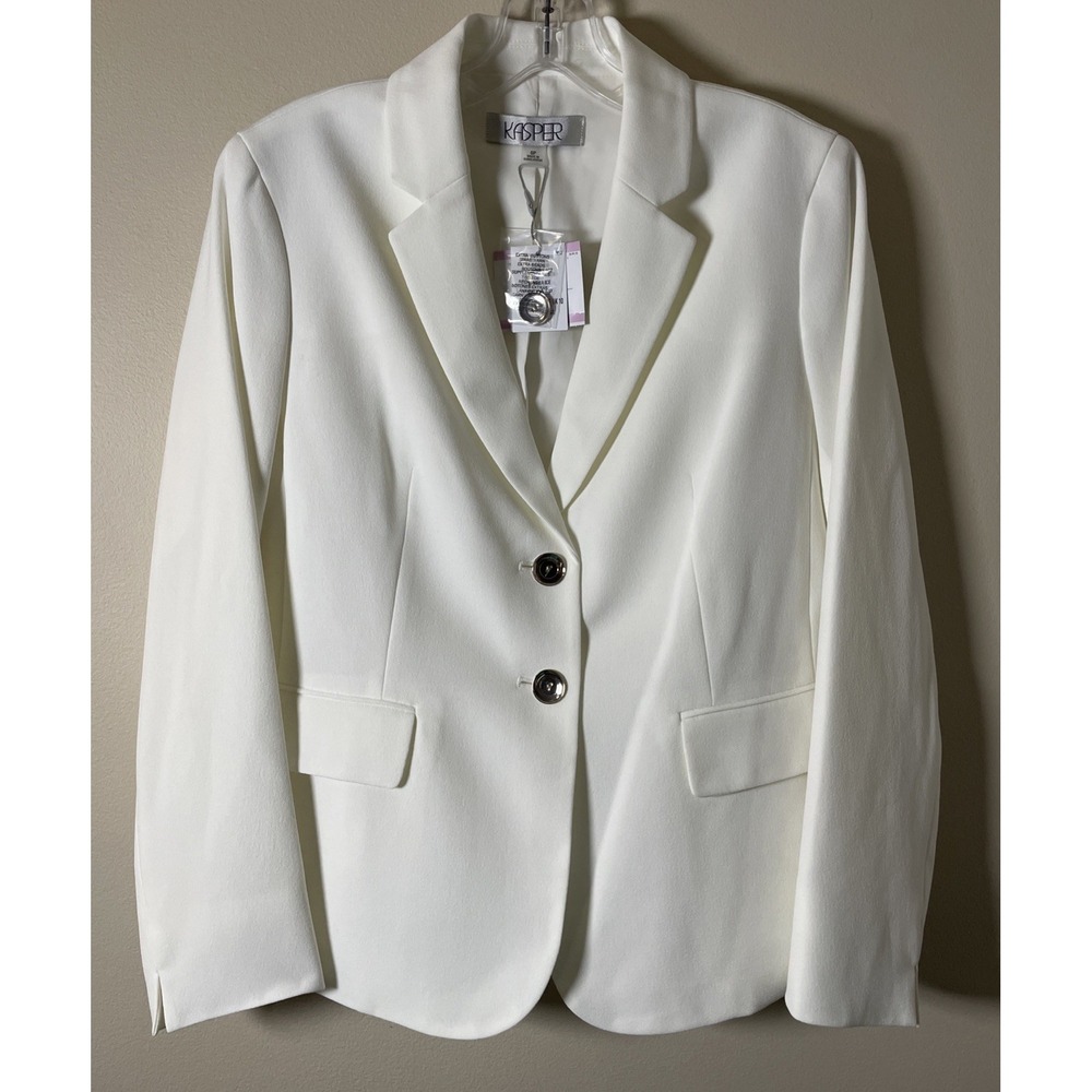 Kasper Ivory 2 Button Blazer With Gold Buttons Women's Size 6P NWT Lined
